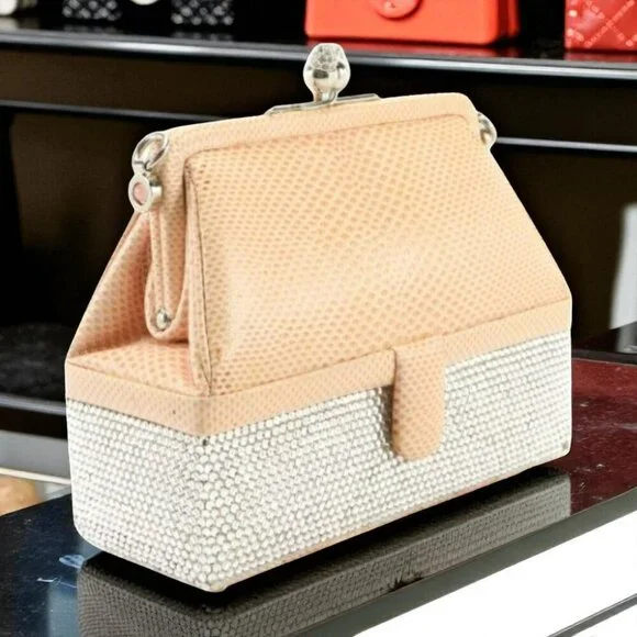 Judith Leiber Swarovski Crystal and Karung Skin Evening Bag with Access/Vintage - Picture 1 of 9